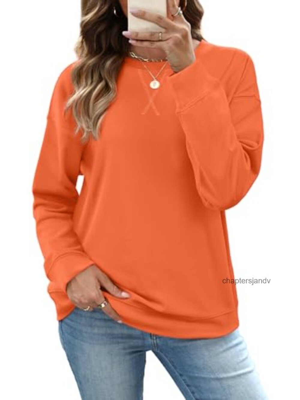 Crewneck Sweatshirt Long Sleeve Pullover Relaxed Fit Casual Top